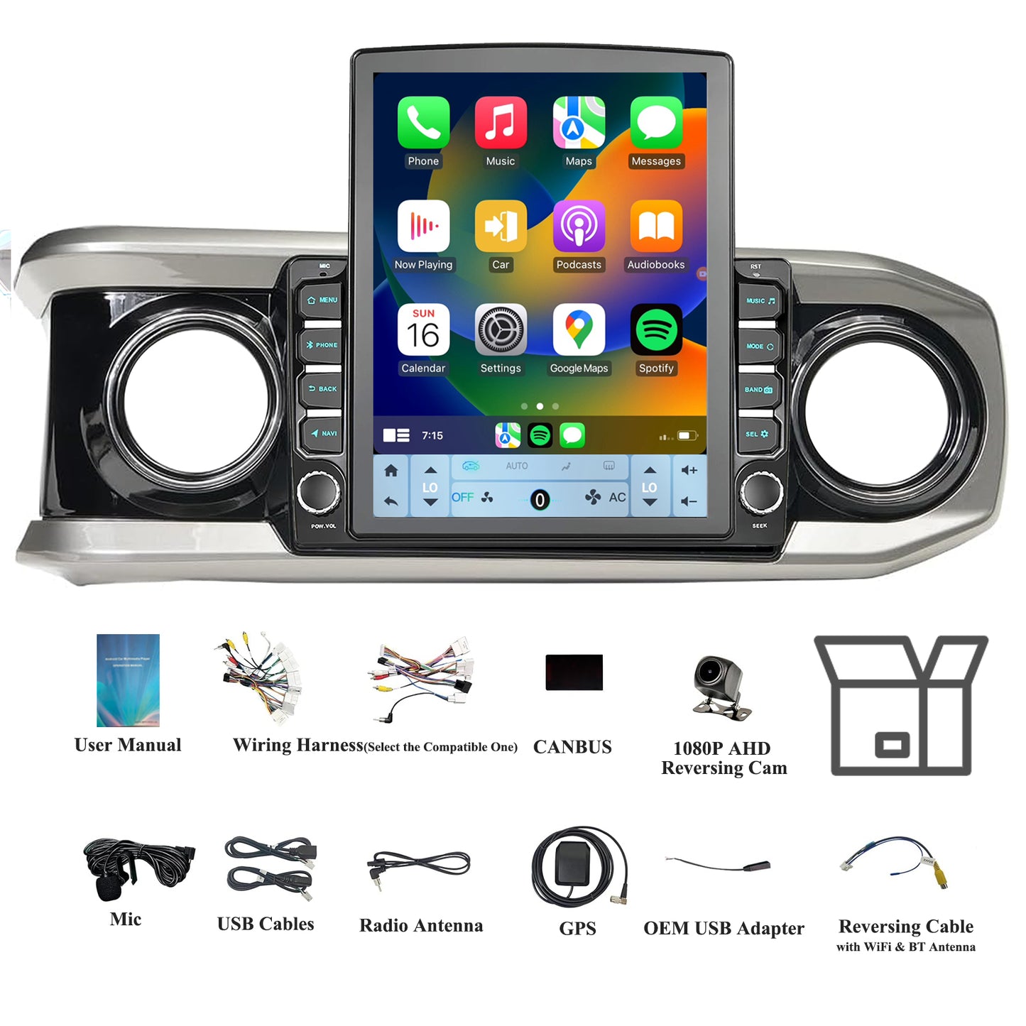 9.7" Android 14 Car Radio Stereo Compatible with Toyota Tacoma 2016-2023, Wireless CarPlay Android Auto, 5G WiFi, GPS, BT 5.0, Retains OEM Backup Cam/Steering Wheel Control/Amplifier