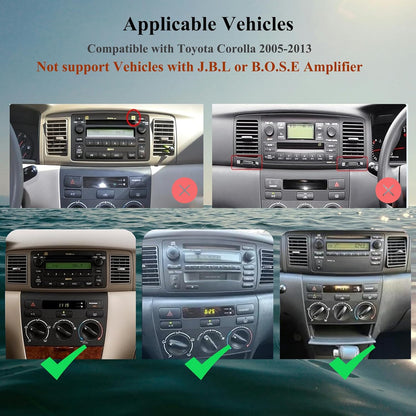 9.7" Android 15 Car Radio Compatible with Toyota Corolla 2003-2008(Non-J.B.L Version), Wireless CarPlay/Android Auto, 2G+64G, GPS, Bluetooth 5.1, Supprt Steering Wheel Control & Backup Camera