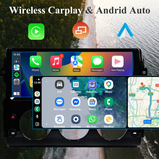 12.3" Car Radio for Toyota FJ Cruiser 2006-2019, Wireless Carplay Android Auto Upgrade Head Unit Car Stereo QLED Touchscreen 2400 * 900, GPS Navi,4GB+64GB, Support Amplifier, AHD Reverse Cam