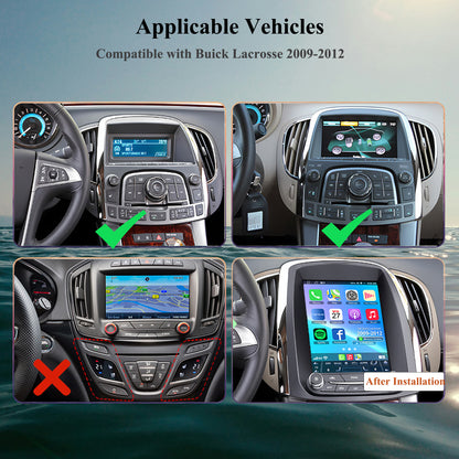 9.7" Android 15 Car Stereo Compatible with Buick Lacrosse 2009 2010 2011 2012 Auto AC, Wireless CarPlay/Android Auto, 4G+64G, GPS, BT, Supprt Steering Wheel Control & Backup Camera