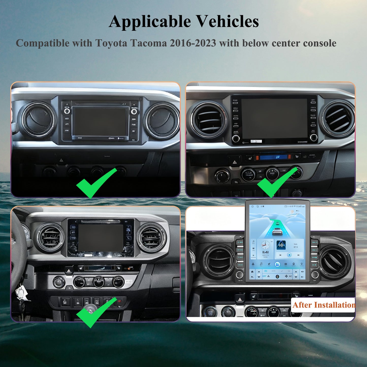 9.7" Android 14 Car Radio Stereo Compatible with Toyota Tacoma 2016-2023, Wireless CarPlay Android Auto, 5G WiFi, GPS, BT 5.0, Retains OEM Backup Cam/Steering Wheel Control/Amplifier